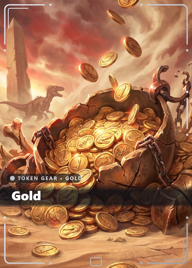 Broken Sands Gold token card, cinematic style