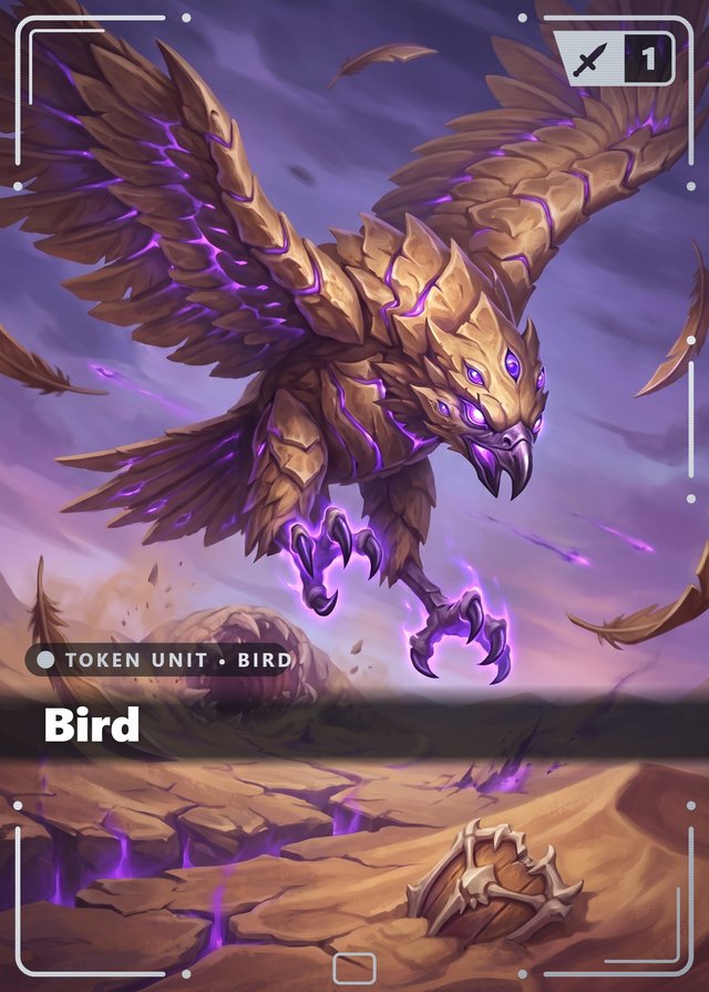 Buried Dread Bird token card, cinematic style