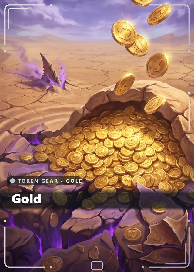 Buried Dread Gold token card, cinematic style