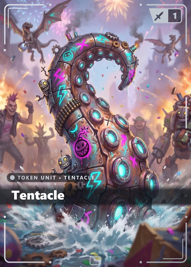 Carnival Chaos Tentacle token card, cinematic style