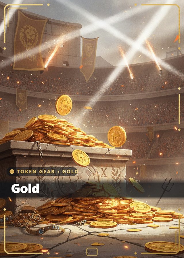 A Gold token card in a warm brass finish, showing the polished surface