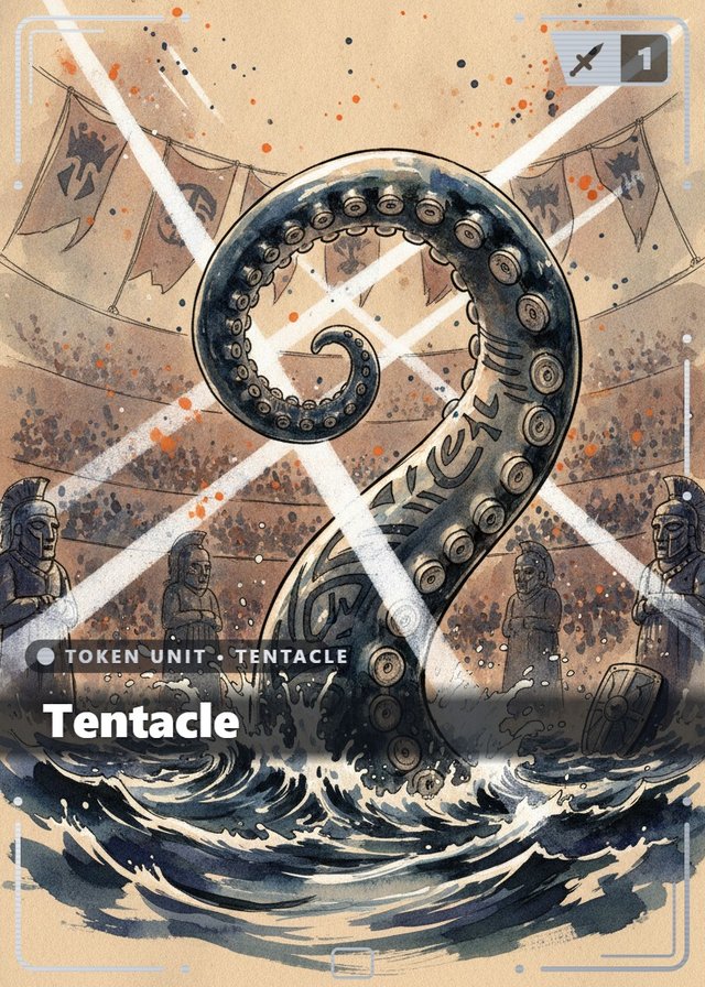 Grand Arena Tentacle token card, inkbrush style
