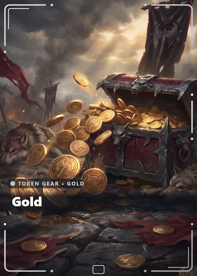 Iron Legion Gold token card, cinematic style