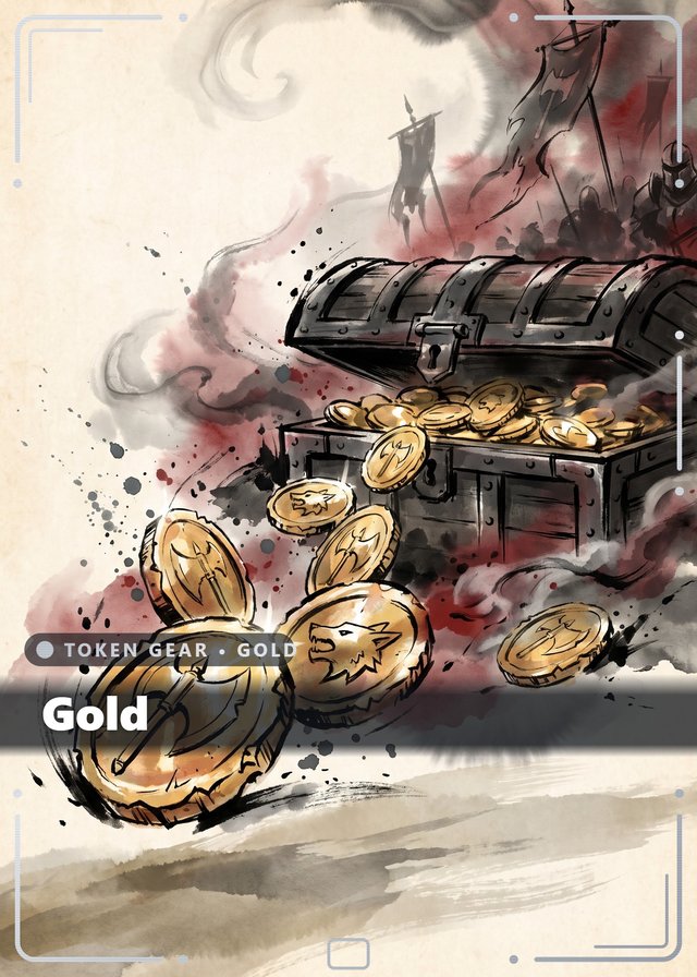 Iron Legion Gold token card, inkbrush style