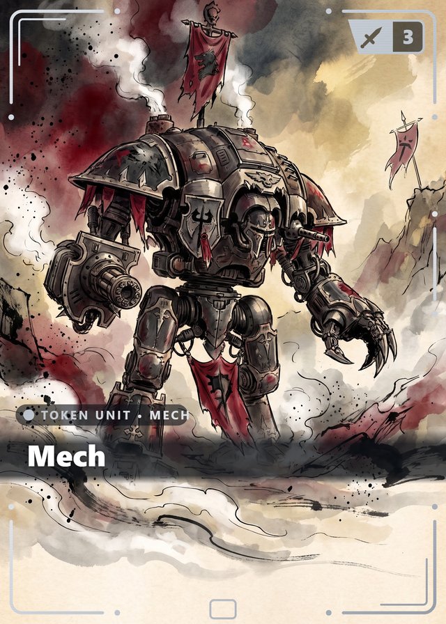 Iron Legion Mech token card, inkbrush style