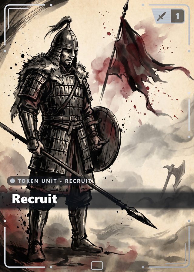 Iron Legion Recruit token card, inkbrush style