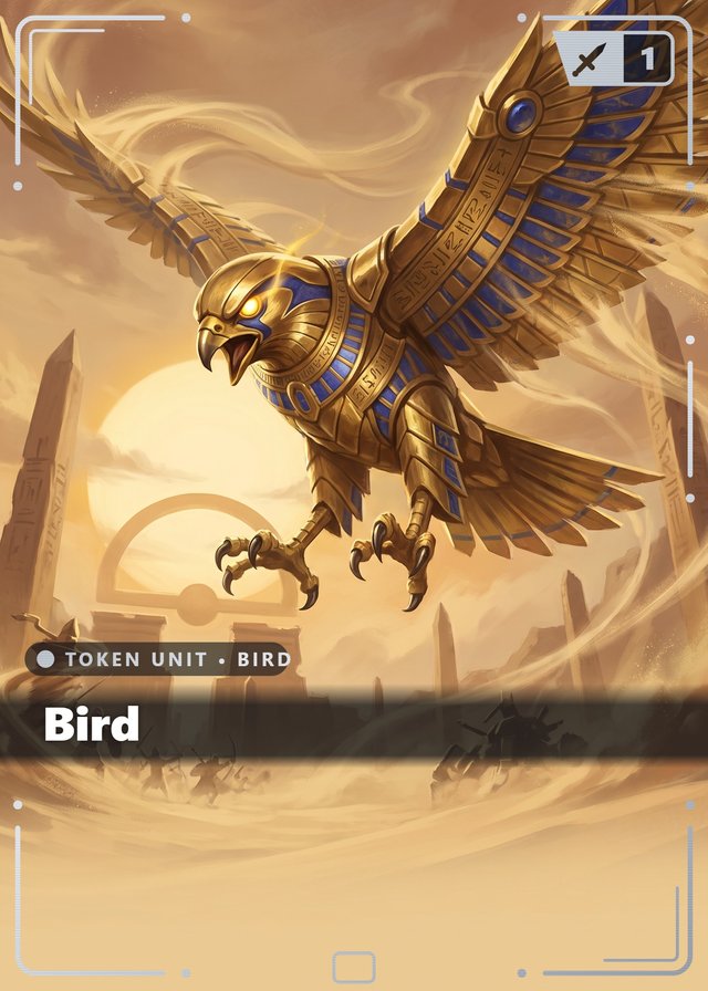 Sunken Empire Bird token card, cinematic style