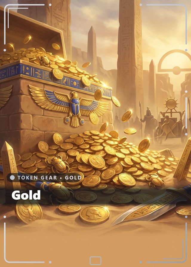 Sunken Empire Gold token card, cinematic style