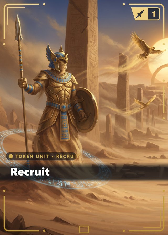 A Recruit token printed on card stock, shown at standard trading card size