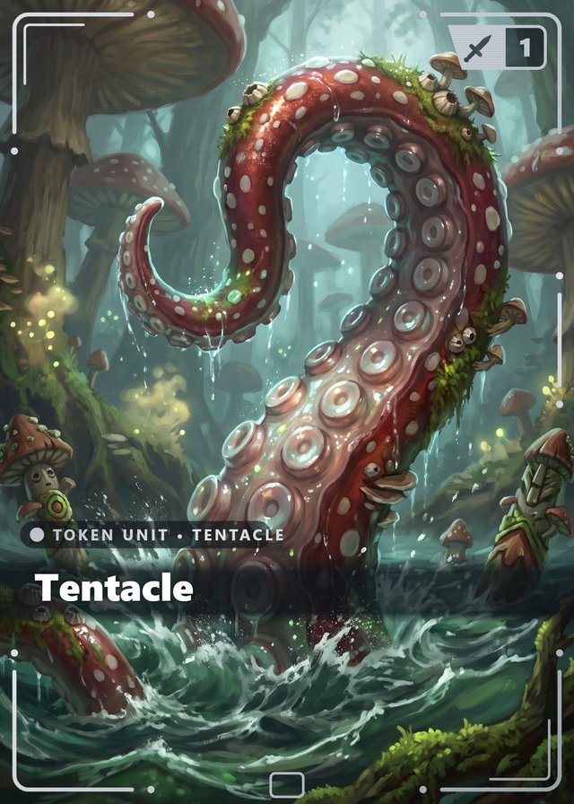 Toadstool Ambush Tentacle token card, cinematic style