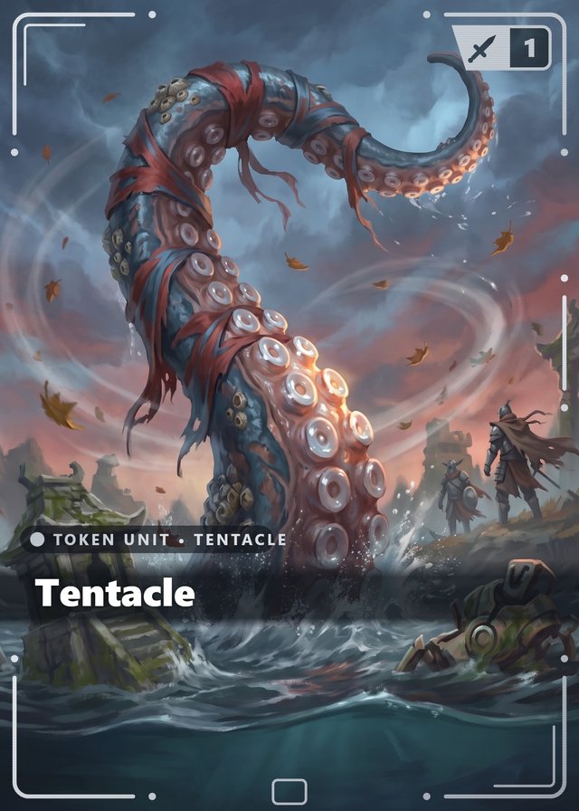 Wandering Wind Tentacle token card, cinematic style